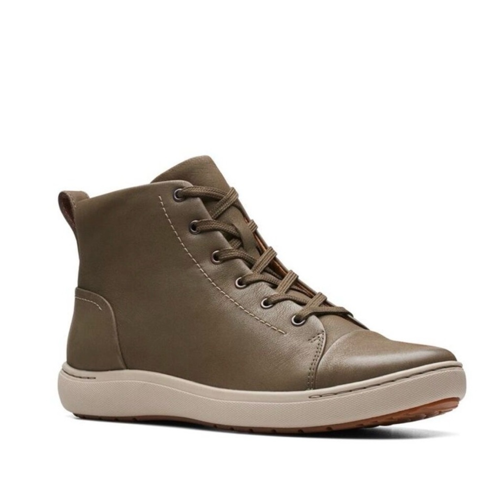 Clarks Nalle Vine Leather Sneaker 8 1/2 Dark Olive